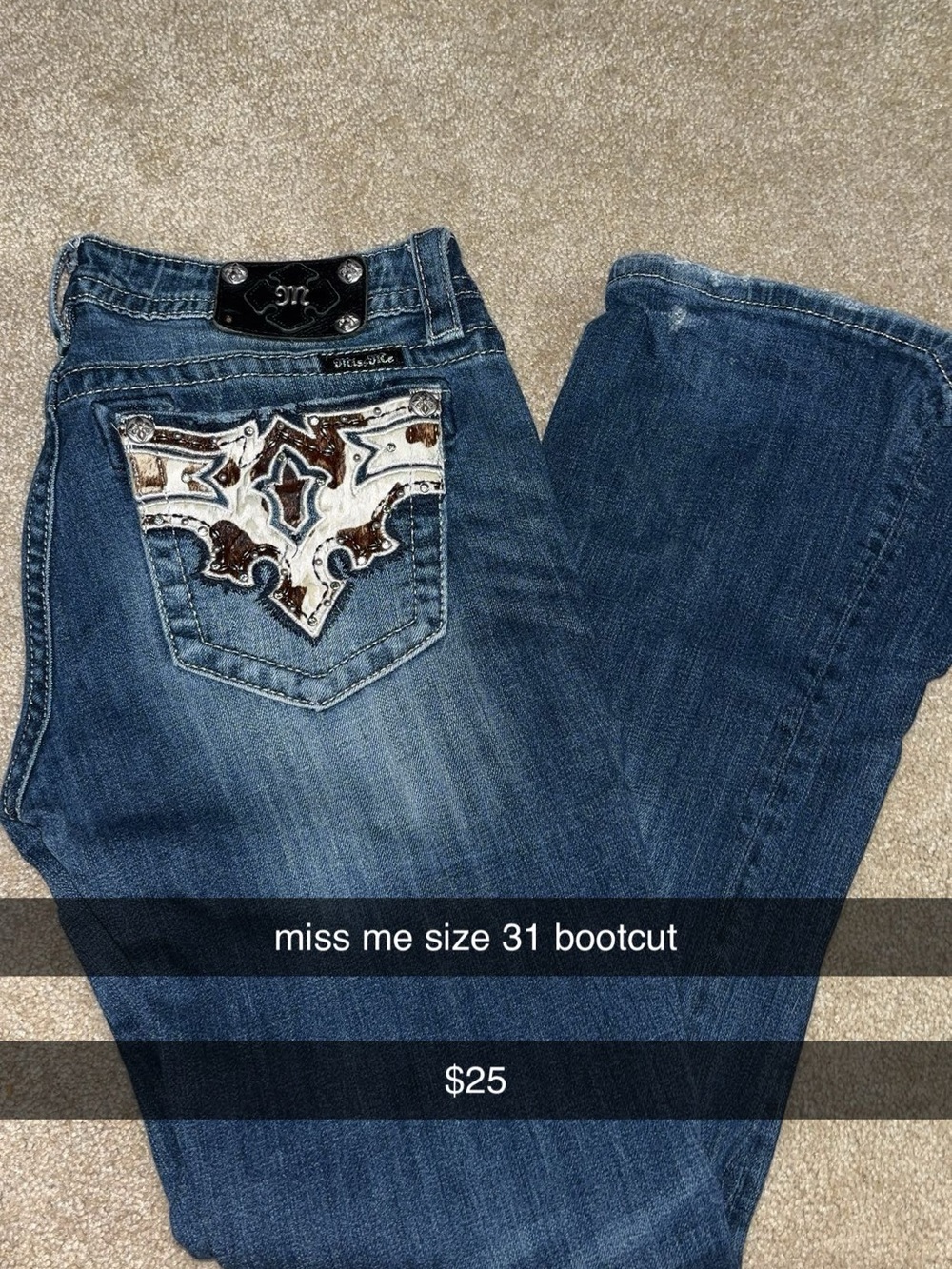 Miss Me Blue Bootcut Jeans with Embroidered Pocket Detail